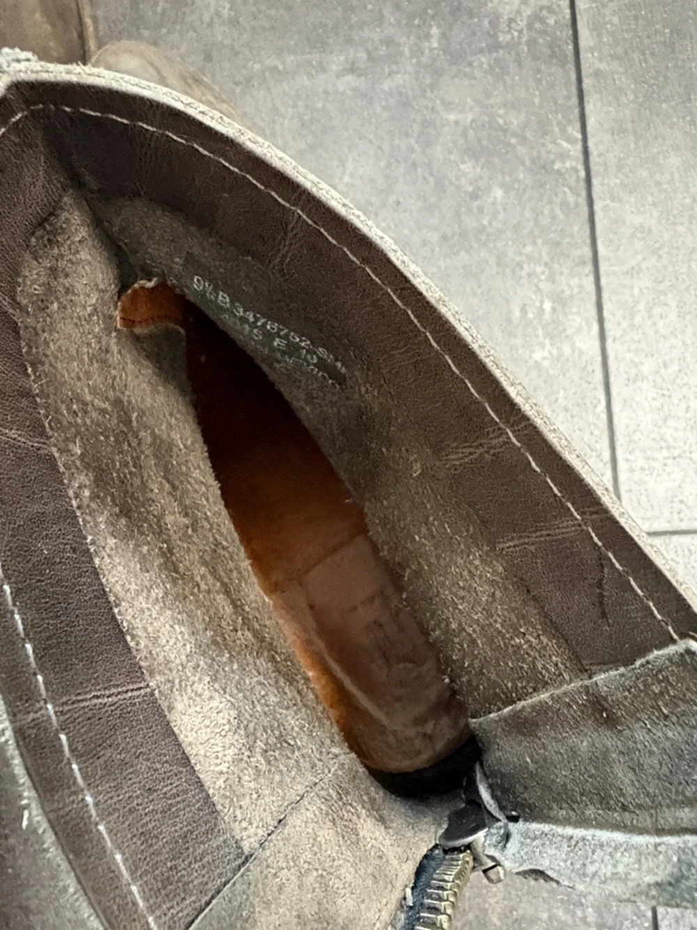 Frye Gray-Brown Leather Zip-Back Ankle Booties Boots